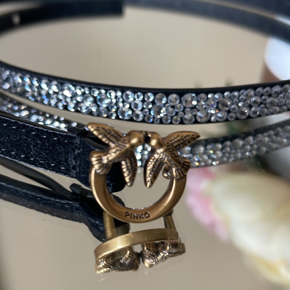 Pinko Black and Silver Rhinestone Belt